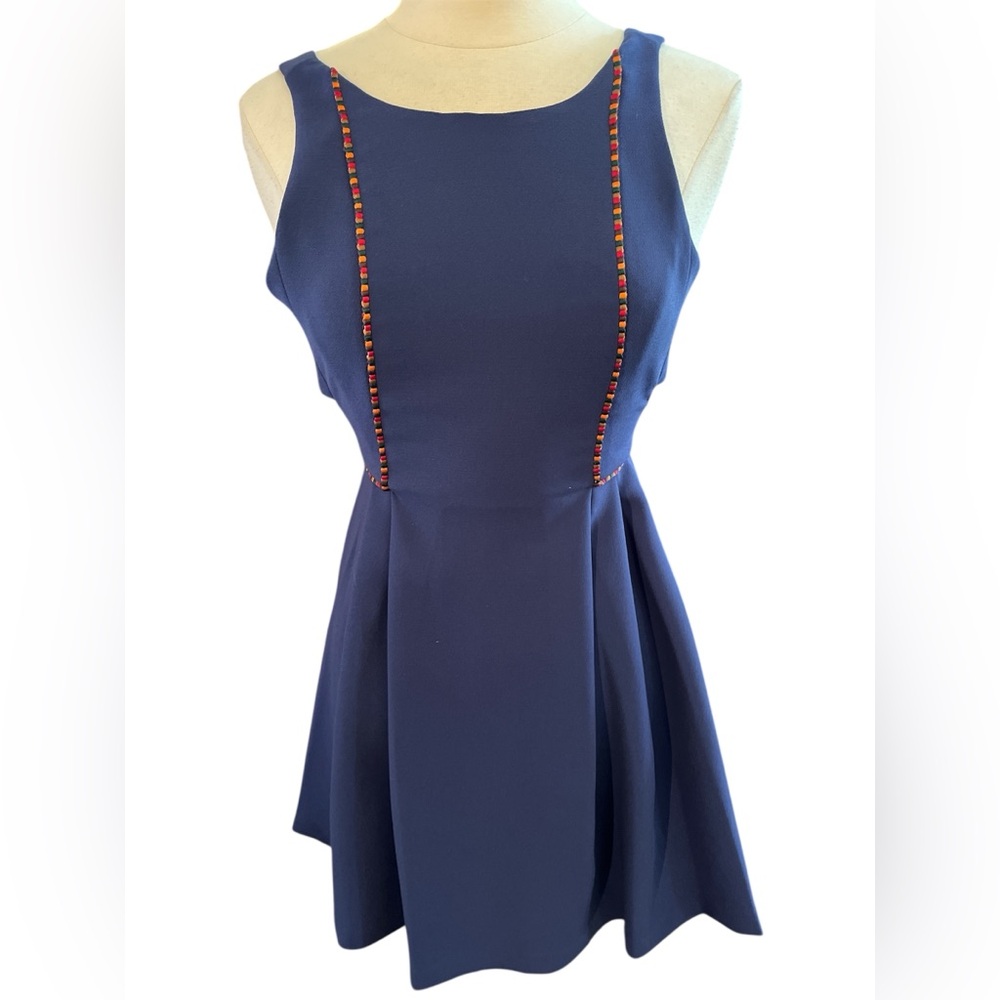 BCBGeneration Blue Fit and Flare Mini Dress Sleeveless Scoop Neck Size 2